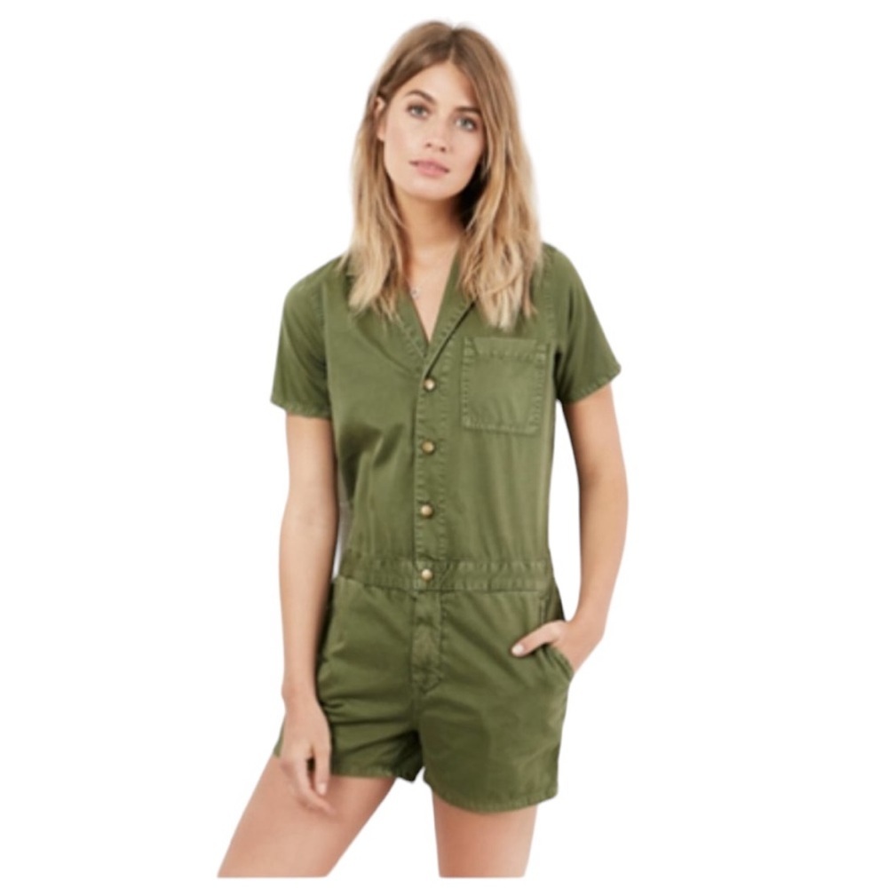 CURRENT ELLIOT ENGINEER UTILITY SHORTALL ARMY GREEN GOBLINCORE ROMPER 0